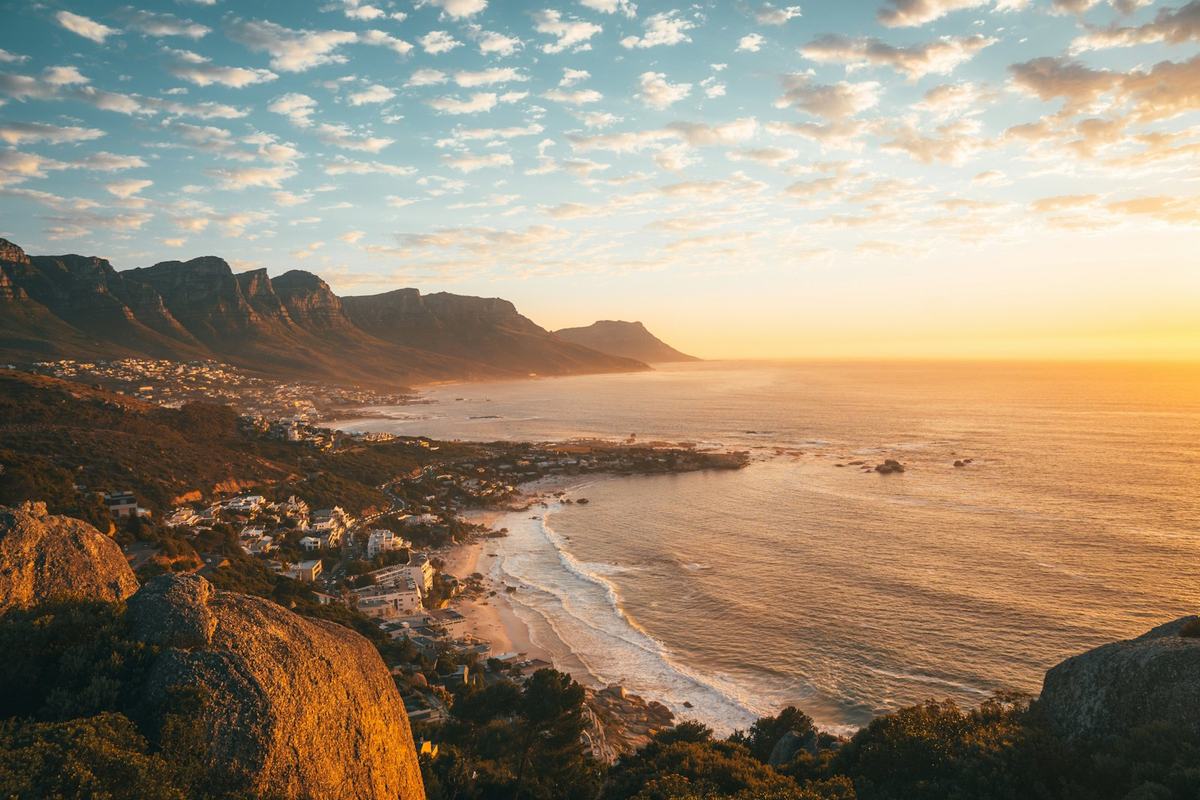 Sunset over Camps Bay and the Twelve Apostles, Cape Town
